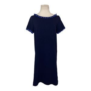 Boden blue short sleeves pom pom mini dress size 8P